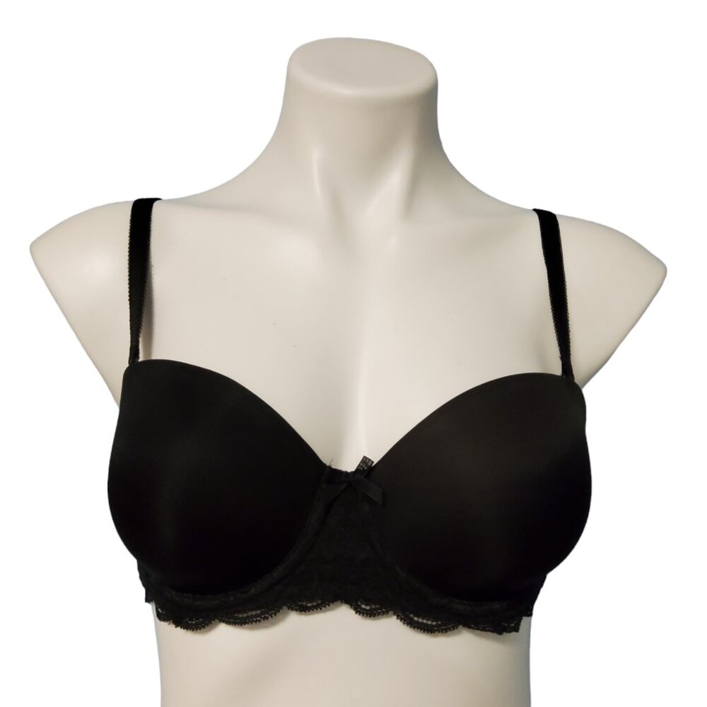Victoria's Secret Dream Angels Strapless Bra 32D Black Lace Multi-Way Underwire